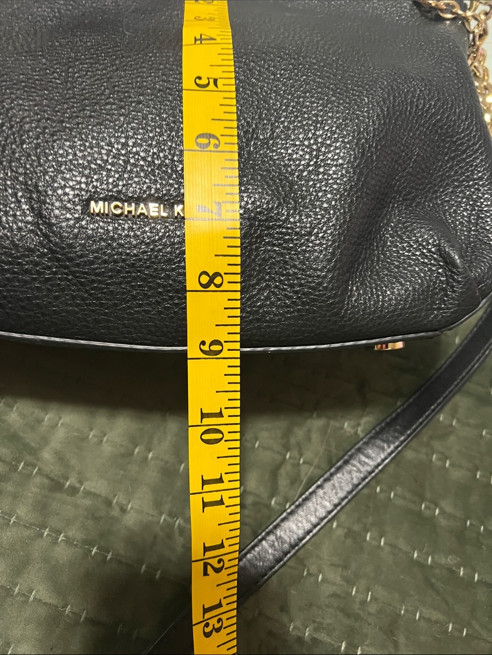 Michael Kors Black Pebbled Leather Chain-Trim Crossbody NWOT H09 - Picture 12 of 13